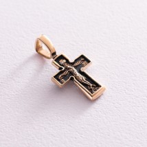 Golden cross "Crucifixion. Prayer "Lord, have mercy" p03610 Onyx