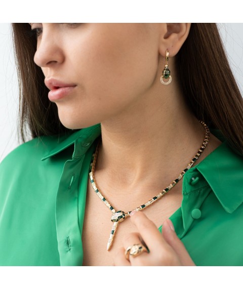 Gold necklace "Snake" (enamel, cubic zirconia) count01706 Onix 45