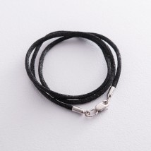 Черный шелковый шнурок с застежкой из белого золота (2мм) кол00849 Онікс  30