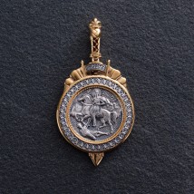 Silver pendant "Demetrius of Thessaloniki" with gold plated 132390 Onyx