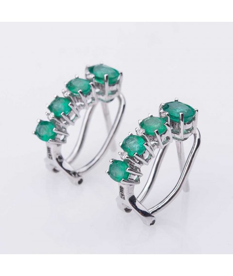 Gold earrings with emeralds and diamonds E11170Eaj Onyx