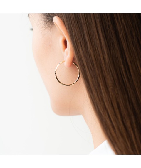 Earrings - rings in yellow gold (2.9 cm) s07110 Onyx