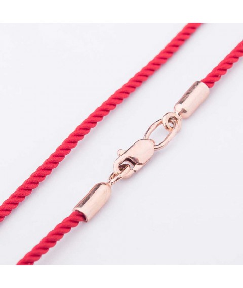 Silk red bracelet with gold smooth clasp b02271 Onix 17