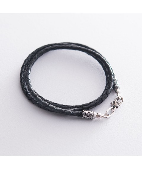 Leather cord with silver clasp 18532 Onyx 60