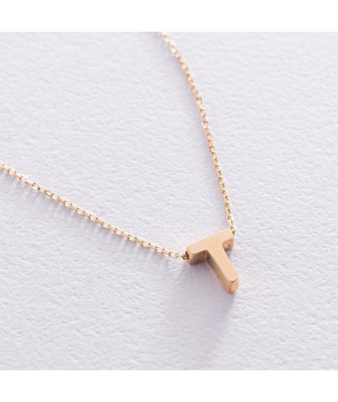 Gold necklace letter "T" coll01164T Onyx 45