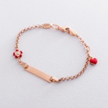 Children's bracelet for engraving "Heart and flower" b04213 Onix 15