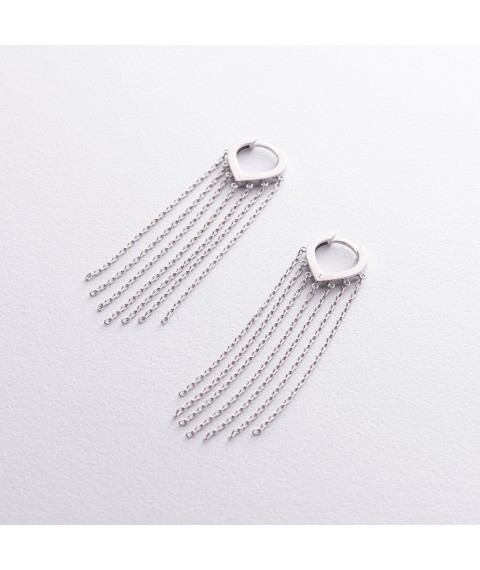 Срібні сережки з ланцюжками OR116710 Онікс
