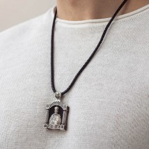 Серебряный кулон "Николай Чудотворец. Святая Троица" (эбеновое дерево) 1463 Онікс