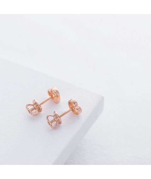 Gold earrings - studs "Hearts" s06049 Onyx