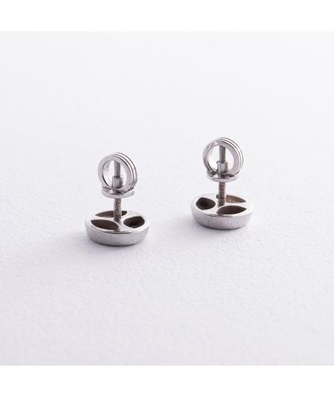 Silver earrings - studs with cubic zirconia 1001 Onyx
