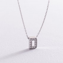 Necklace with the letter "D" in white gold (cubic zirconia) coll01329D Onyx 44