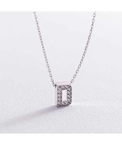 Necklace with the letter "D" in white gold (cubic zirconia) coll01329D Onyx 44