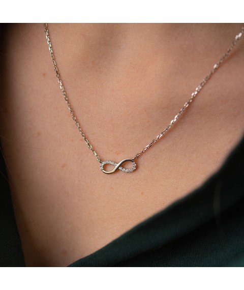 Silver necklace "Infinity" 181026 Onix 42