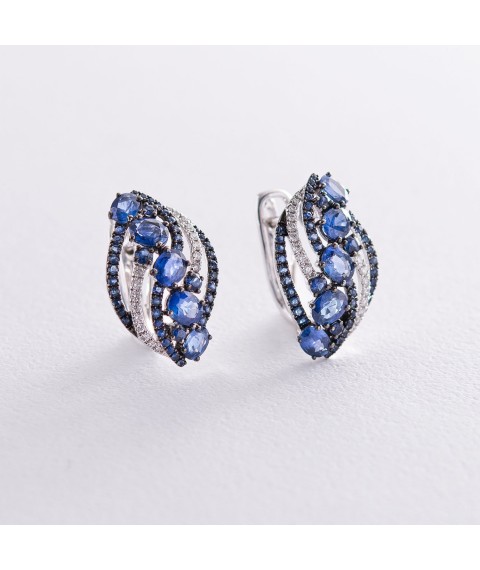 Gold earrings with sapphires and diamonds sb0069gm Onyx