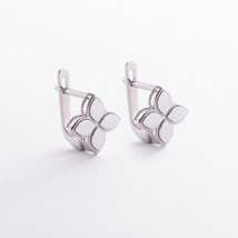 Earrings "Clover" in white gold s08455 Onyx