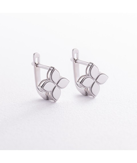 Earrings "Clover" in white gold s08455 Onyx