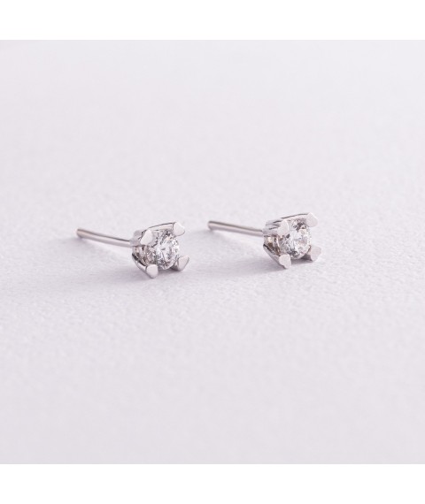 Gold earrings - studs with cubic zirconia s06152 Onyx