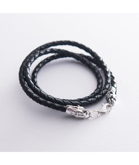 Leather cord with silver clasp "Tiger" (3mm) 18355 Onix 55