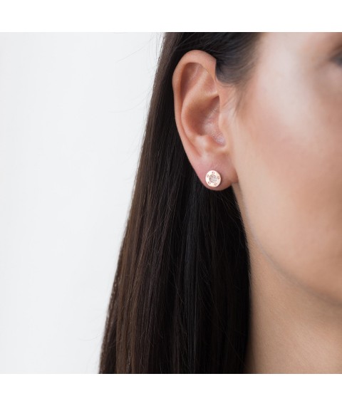 Gold earrings - studs with cubic zirconia s06427 Onyx
