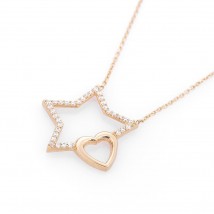 Gold necklace "Star and heart" kol01077 Onyx