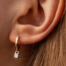 Серьги в желтом золоте (фианиты) с09191 Онікс