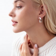 Silver earrings "Droplets" 123103 Onyx