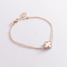 Double bracelet "Clover" in yellow gold (mother of pearl) b04908 Onix 19