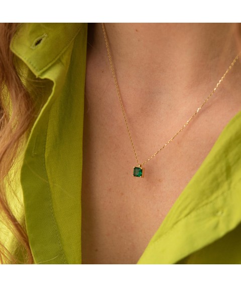Gold necklace "Alma" (green cubic zirconia) count02368 Onix 45