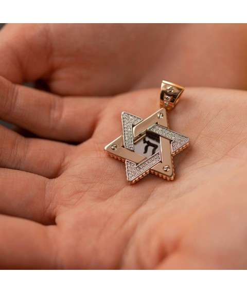 Gold pendant "Star of David. Symbol of CHAI" (diamonds) 1118b Onyx