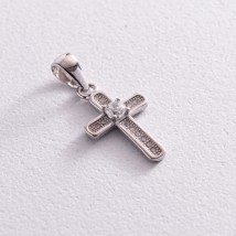 Срібний хрестик з фіанітами (родій) 132011 Онікс