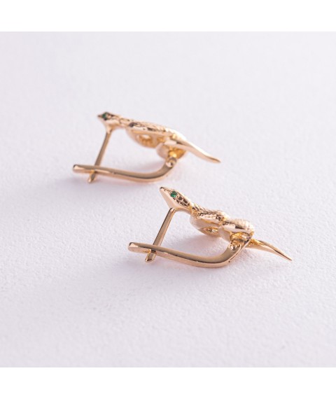 Earrings "Snakes" in yellow gold s07968 Onyx