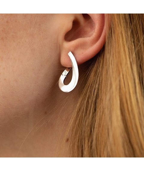 Earrings "Droplets" in white gold s08479 Onyx