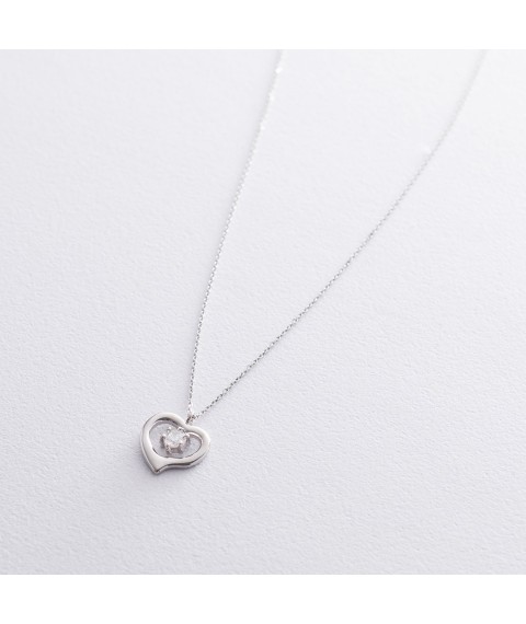 Silver necklace "Heart" 181023 Onix 45