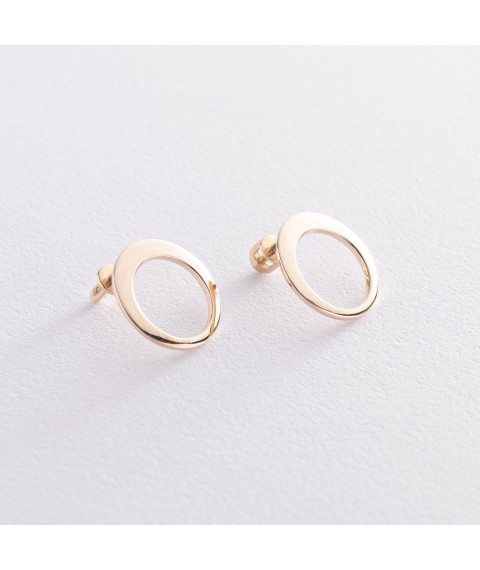 Earrings - studs "Orbit" in yellow gold s07348 Onyx