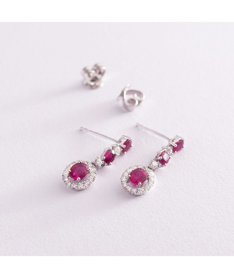Gold earrings with rubies and diamonds DE3735Rcha Onyx