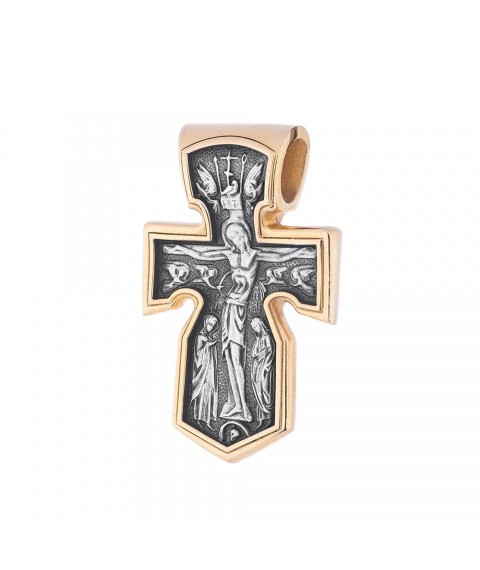 Серебряный крестик с позолотой и чернением 132391 Оникс
