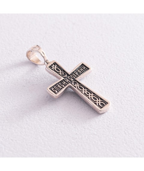 Silver Orthodox cross with crucifix 131652 Onyx
