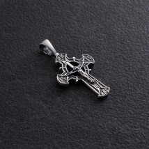 Silver cross "Crucifixion. Save and Preserve" 132476 Onyx