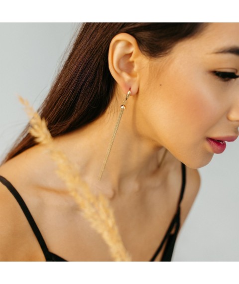 Gold dangling earrings "Rain" 480051 Onyx