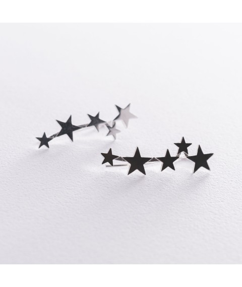 Climber earrings "Stars" in silver 122917 Onyx