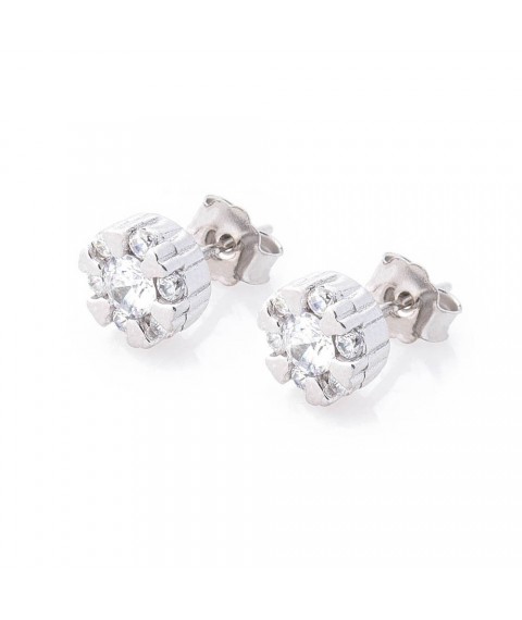 Silver stud earrings with cubic zirconia 121667 Onyx