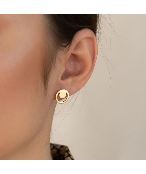 Earrings - studs "Sincerity" in yellow gold s06996 Onyx