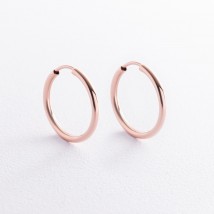 Earrings "Rings" in red gold (2.0 cm) s02464 Onyx