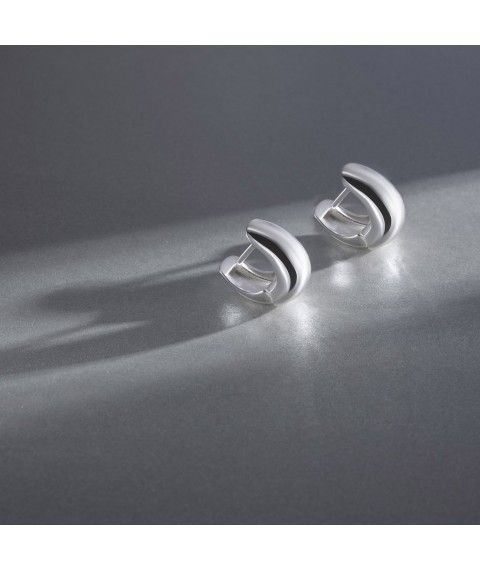 Silver earrings "Grace" 122705 Onyx