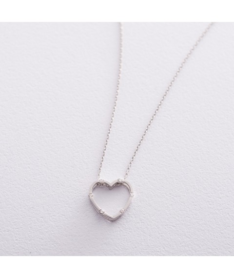 Gold necklace "Heart" (cubic zirconia) count01605 Onix 45