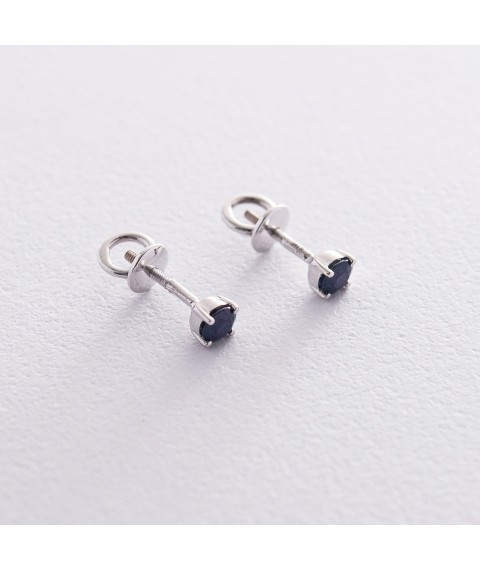 Gold earrings - studs with sapphires ssd2-154 Onix