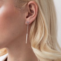 Silver earrings - studs "Minimal" 4960 Onyx