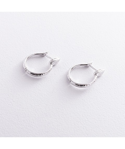 Earrings "Snakes" in white gold s08486 Onyx