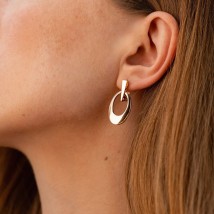 Gold earrings "Oval" s06133 Onyx