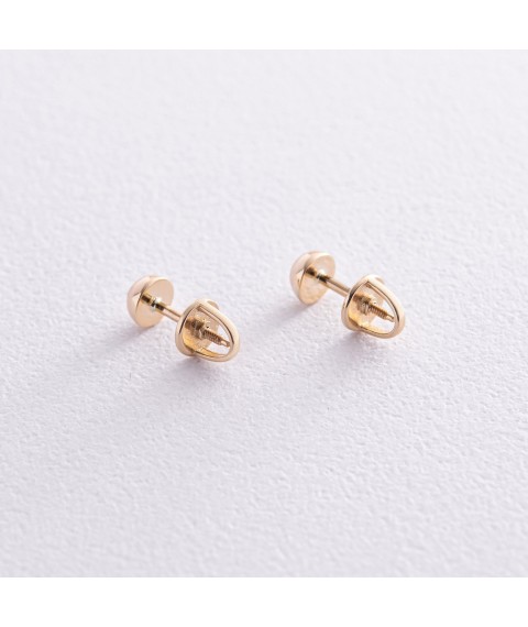 Earrings - studs "Hamisphere" in yellow gold (0.5 cm) s08204 Onyx
